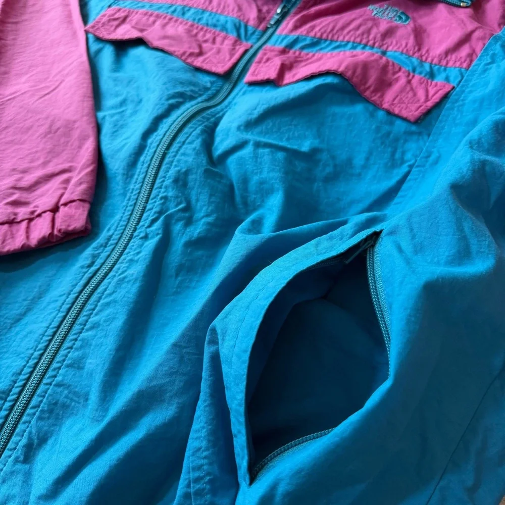 90s Vintage North Face Men’s Medium Color Block‎ Windbreaker Jacket Teal Magenta